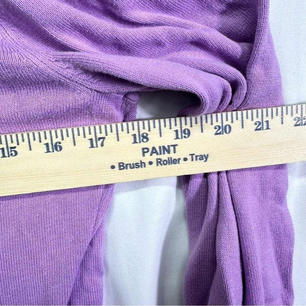 Isaac Mizrahi Live Purple Wrap Tie Front Long Sleeve Top Size S - Picture 5 of 6